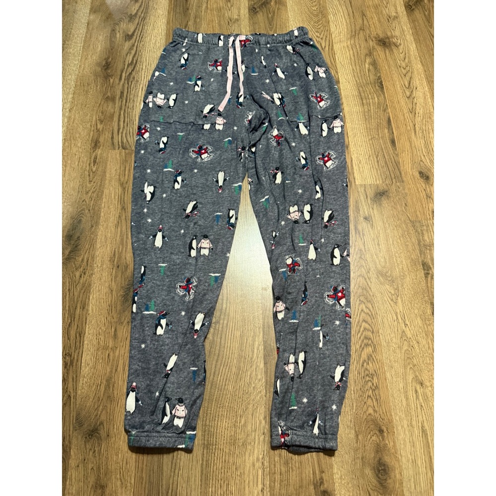 Joyspun Pants Women Size Small Gray Joggers Holiday Penguin Pajama